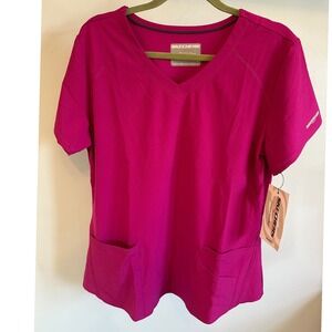 Skechers by‎ Barco 3PKT Breeze V-Neck Top, Eco-Friendly, Autumn Berry, Large